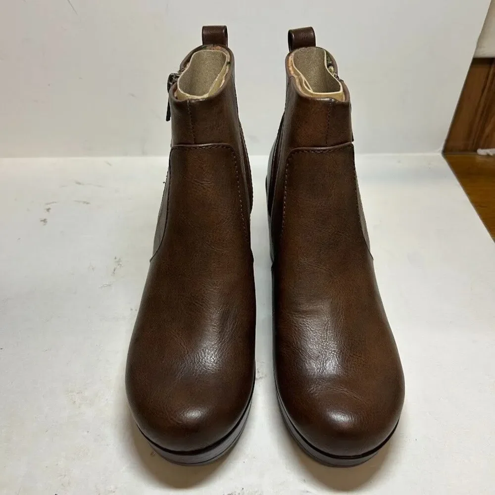 b.o.c Womens 6.5 M Dark Brown Blakelynn Platform Wedge Ankle Booties NIB QV4